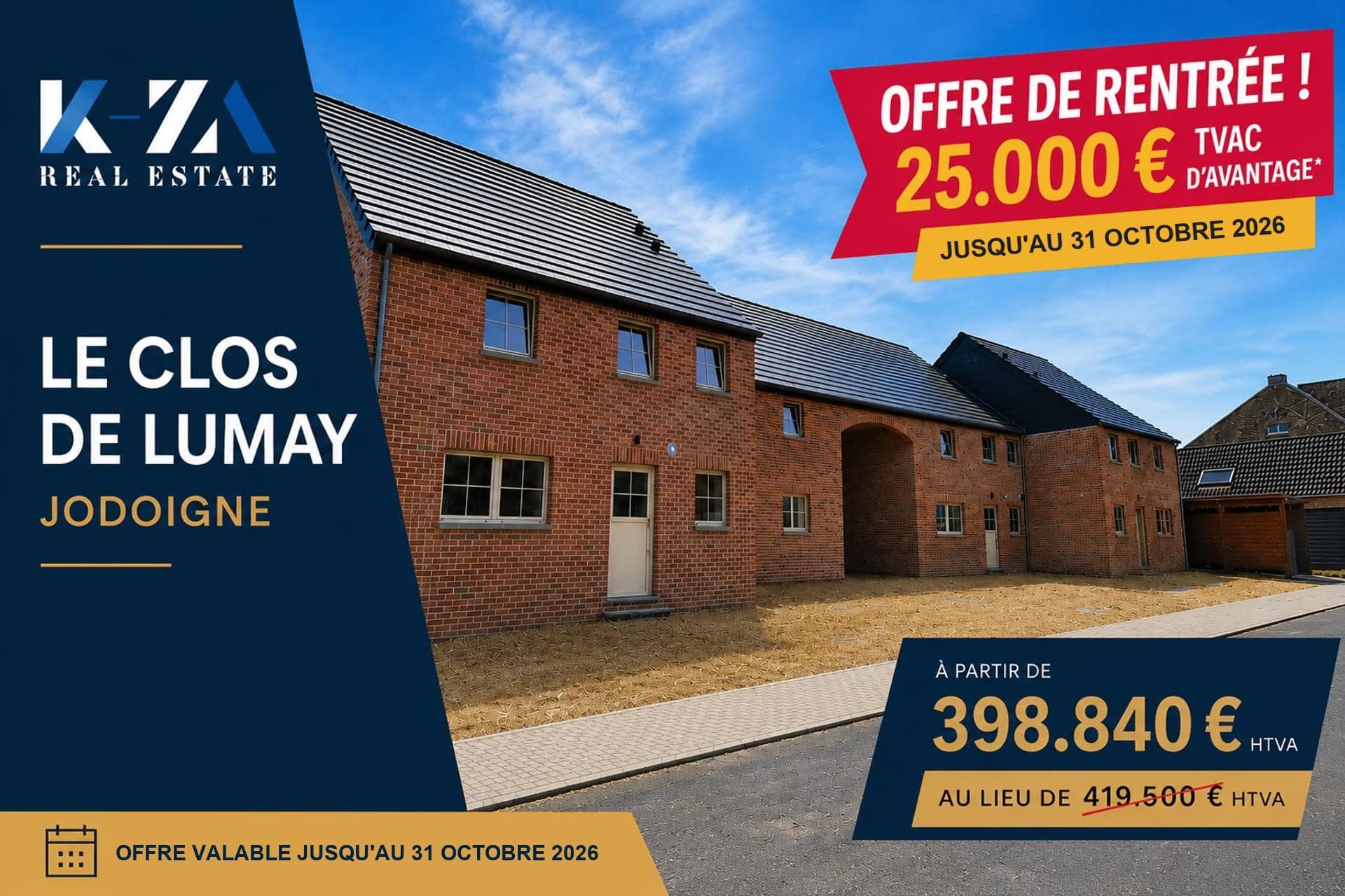 Offre de rentrée : 25.000 € d'avantage sur les maisons du Clos de Lumay à Jodoigne, jusqu'au 31 octobre 2026